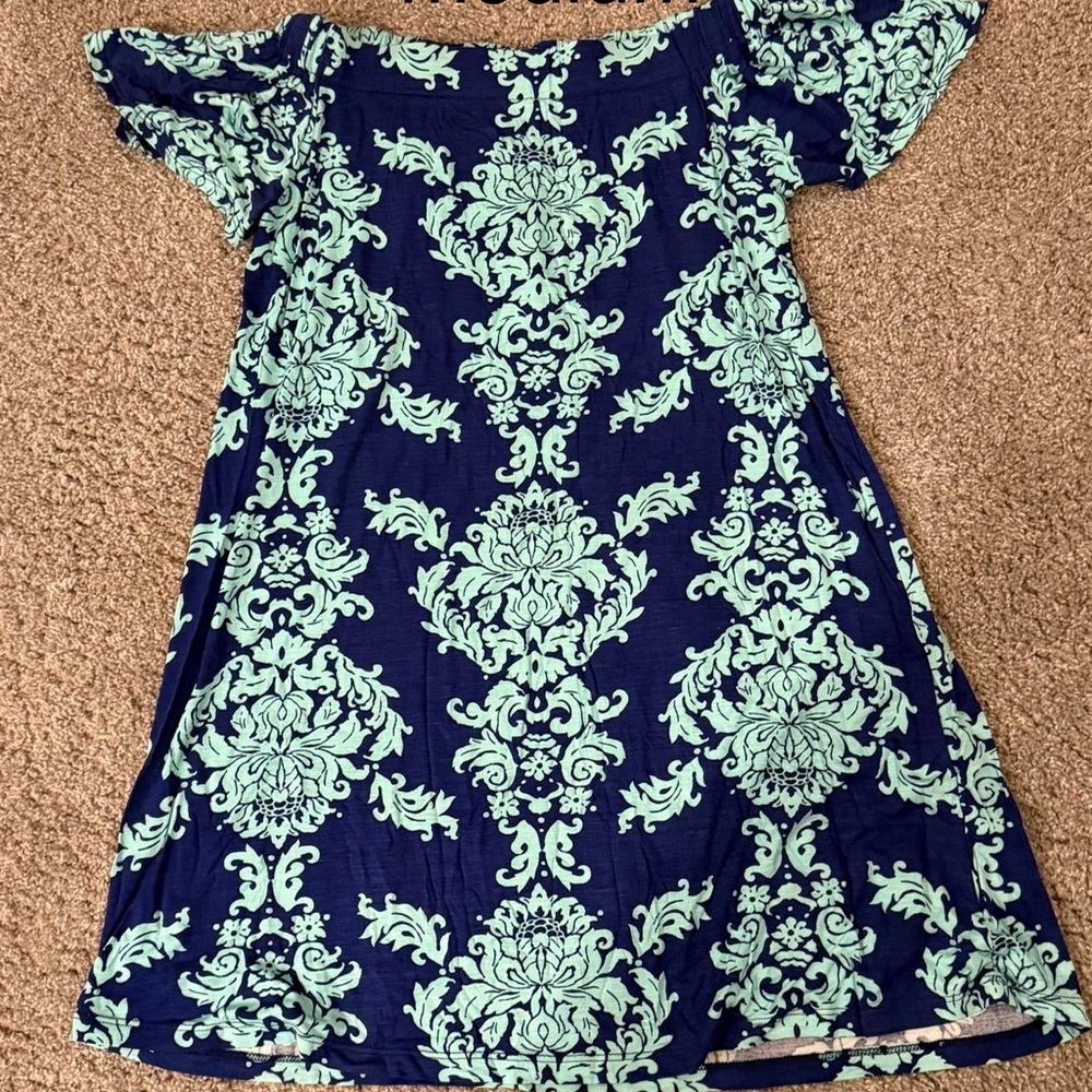 Gilli Navy and Mint Floral Casual Dress